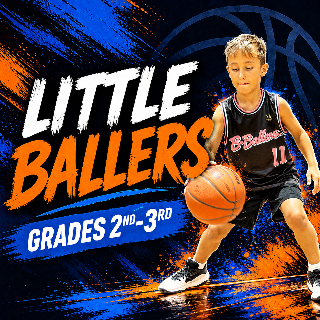 Little Ballers Basketball Action Poster